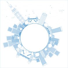 Outline London panorama with big ben and skyscrapers N2