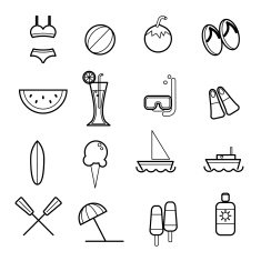summer beach icons vector illustration