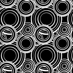 Geometric abstract monochrome seamless pattern with circles N10