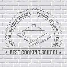 cooking logo or template on a white brick wall N2