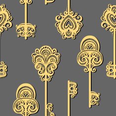 Seamless Ornate Pattern with Keys N7