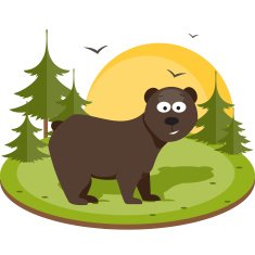 Brown bear Flat vector illustration