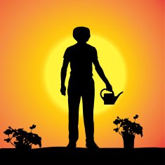Vector silhouette of a gardener N113