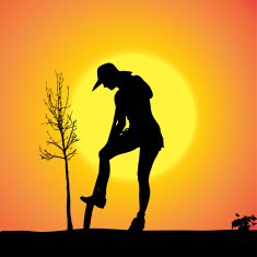 Vector silhouette of a gardener N115