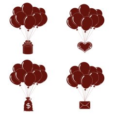 Balloons bunches silhouette set N2
