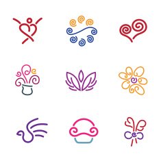Outline simplicity with love gift heart flower logo icon