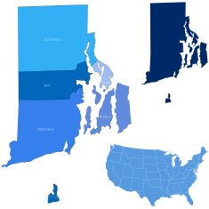 Rhode Island state & counties map