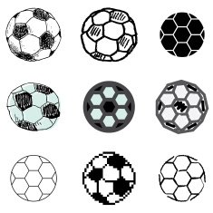 soccer ball icons set