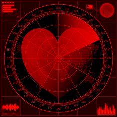 Radar screen with red heart