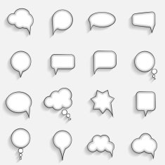 Flat Speech Bubbles with Long Shadows Vector Illustration N9