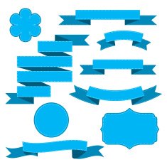 Set of curled blue ribbons vector illustration N2