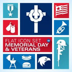 Flat icons 9 Memorial Day & Veterans N2