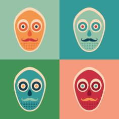 Hipster set of colorful masks with mustaches N2