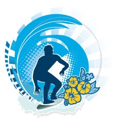 Surfboard Emblem - Vector Illustration