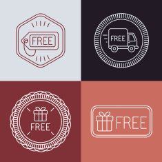 Vector free labels and badges in outline style