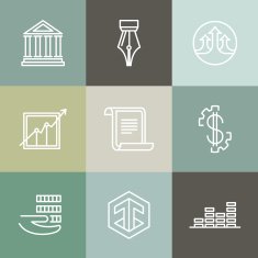 Vector line banking icons and logos