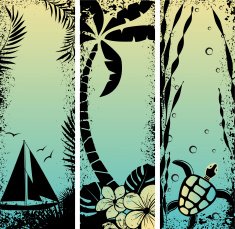 set sea grunge banners Vector illustration