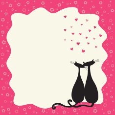 Two loving cats in a retro frame N2