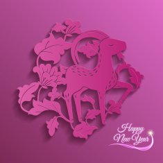 vector traditional chinese goat paper cutting