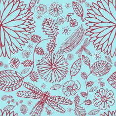 Beautiful pencil drawn floral pattern seamless tile N2