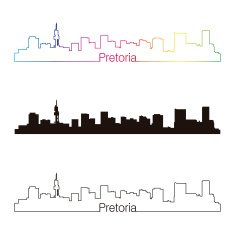 Pretoria skyline linear style with rainbow