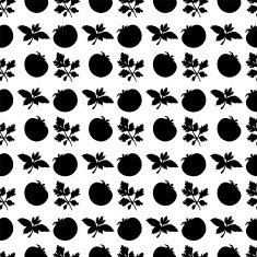 Seamless pattern with silhouettes tomato and leafs N6
