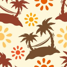 Seamless pattern with coconut palm trees hammock sun N6