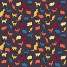 Hand drawing cats silhouette abstract seamless background illustration