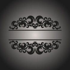 Black vintage pattern on gray background N2