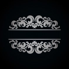 White vintage pattern on dark background N2