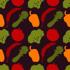 Seamless pattern with silhouettes vegetables N27