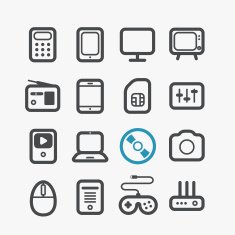 Different techno icons set with rounded corners N2