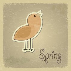 Vintage postcard with a picture chick Spring motif eps10