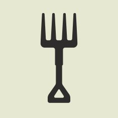 Silhouette of cartoon forks with yellow handle