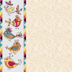 Greeting card with flowers and bird N2