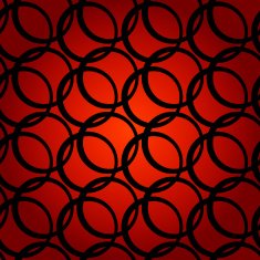 Abstract geometric seamless pattern with circles in black and re N2