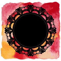 Elegant lacy doily on watercolor background N2