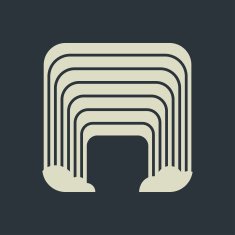 Stylized square rainbow with clouds on a dark background