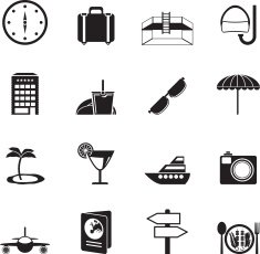 Silhouette travel trip and tourism icons