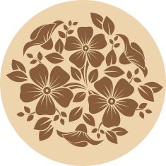 Brown flower ornament on a beige background Vector illustration
