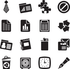 Silhouette Business and office icons N29