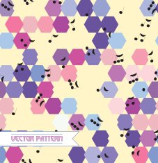 Abstract seamless pattern background of hexagons and musical notes