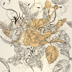 Elegant seamless wallpaper pattern with rose flowers