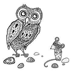 Decorative Owl and Mouse Cartoon illustration