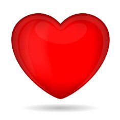 One red heart isolated on white background N2