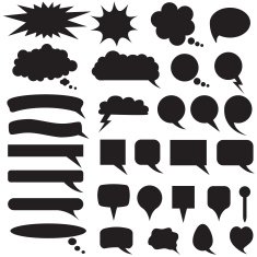 Set silhouette speech bubbles N2