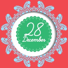 Snowflake christmas card with banner and lace on red N2