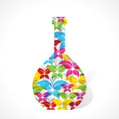 Colorful butterfly make a flower pot