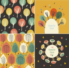 Set of autumn seamless banners with leaves and flowers