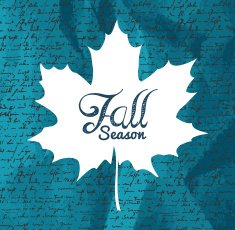 Autumn Fall season text maple leaf shape background N2